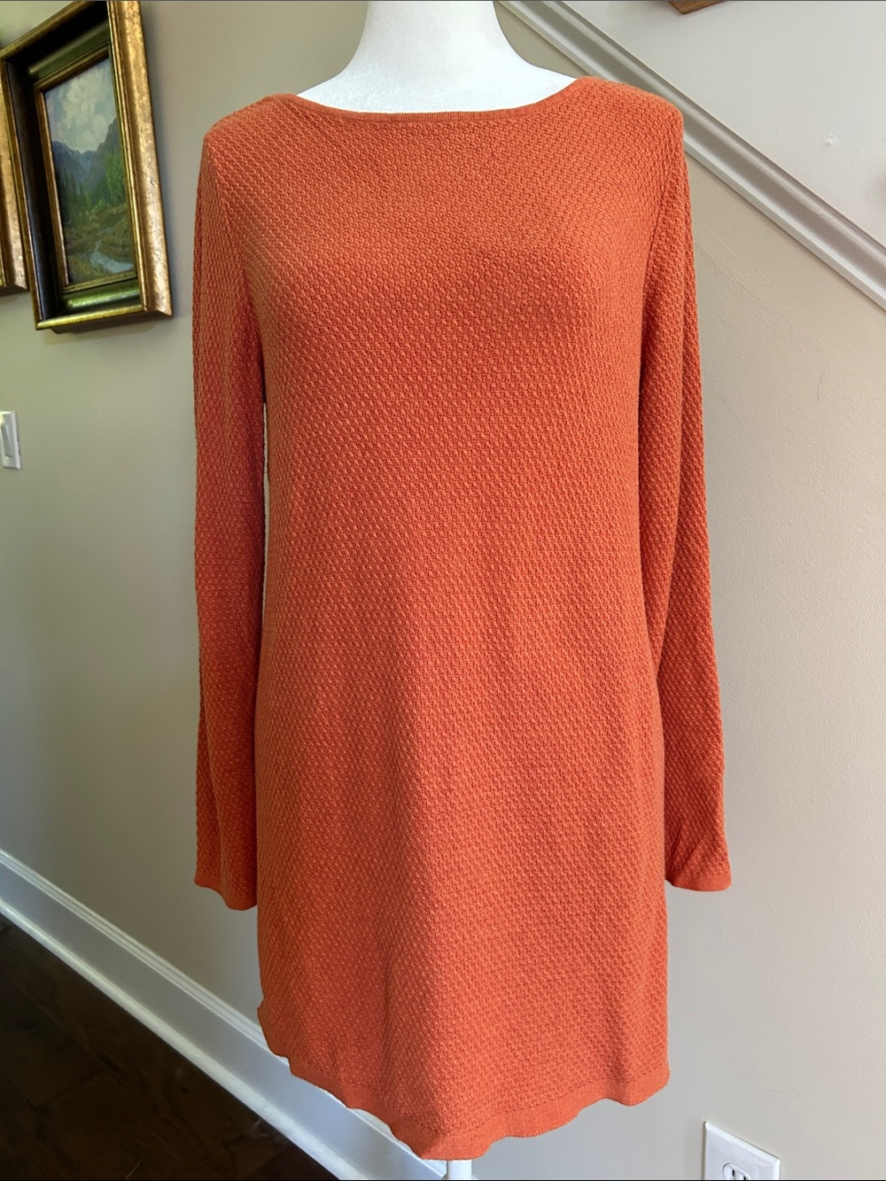 J Jill Textured Long Sleeve Tunic in Soft Burnt Orange. Size s